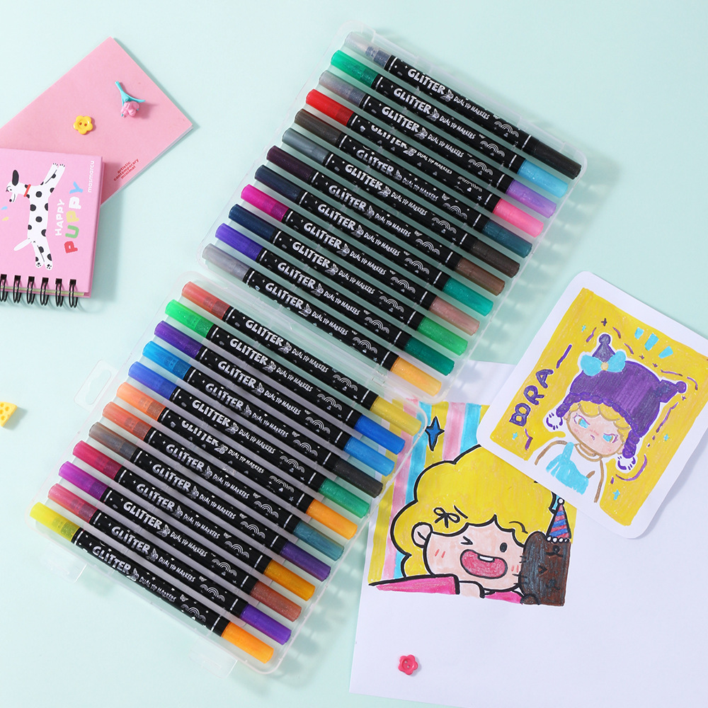 Thickened soft-tipped super flash pen, highlighter pen, flowing ink upgrade, flash painting, double-headed marker pen, flash RM1589 full image