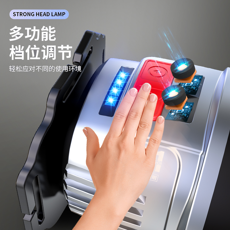 WS-01 multi-functional head-mounted fishing emergency sensing headlamp with strong headlight for outdoor lighting and charging details Picture