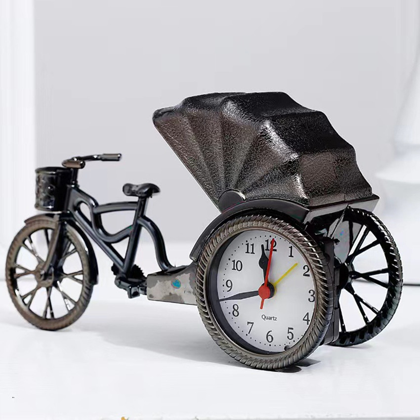 National Trend - Chinese style black rickshaw, tricycle, retro alarm clock, student desk, national trend full image