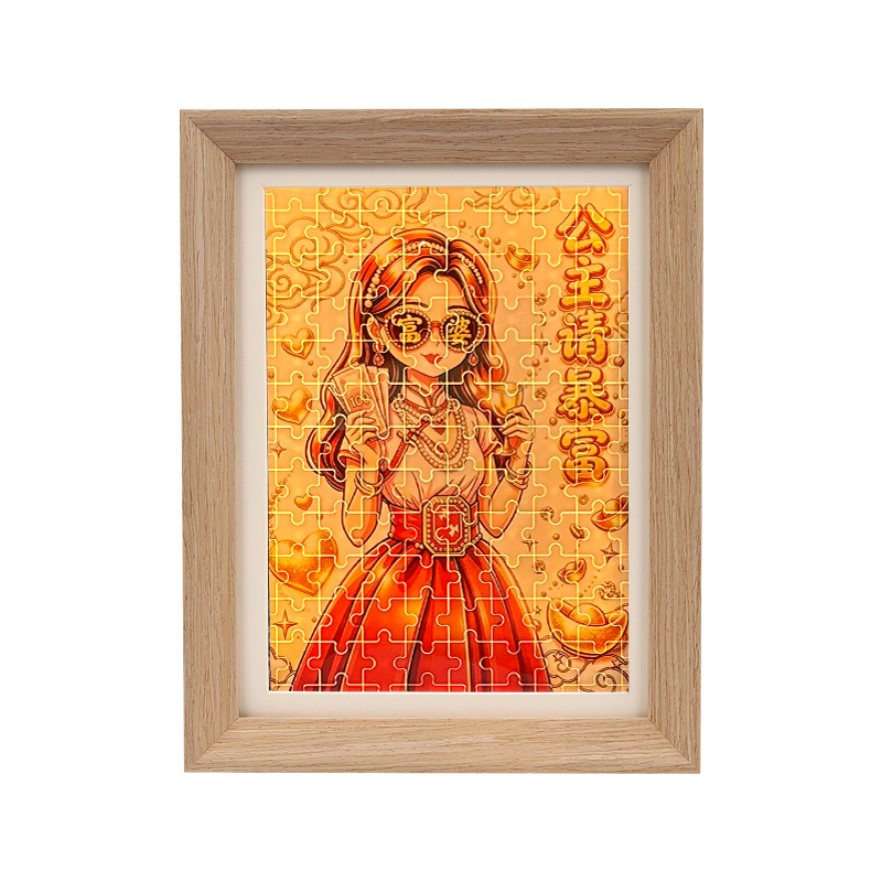 "Princess, Please Get Rich Quickly" jigsaw puzzle, flowing sand light painting, 8-inch creative decorative art, cultural and creative gift box Application Scenario