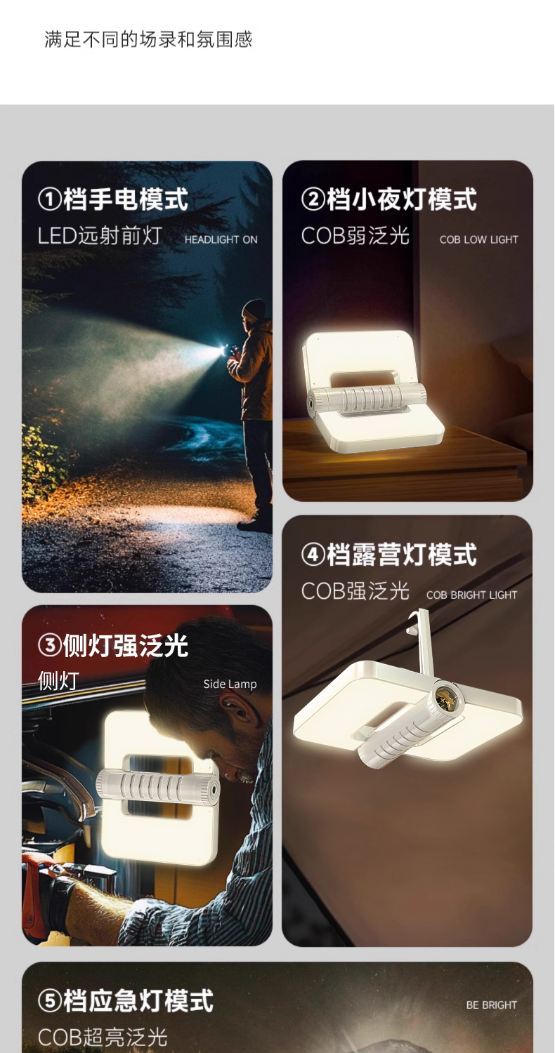 太阳能灯户外便携式可折叠多功能露营灯手电筒应急工作灯详情5