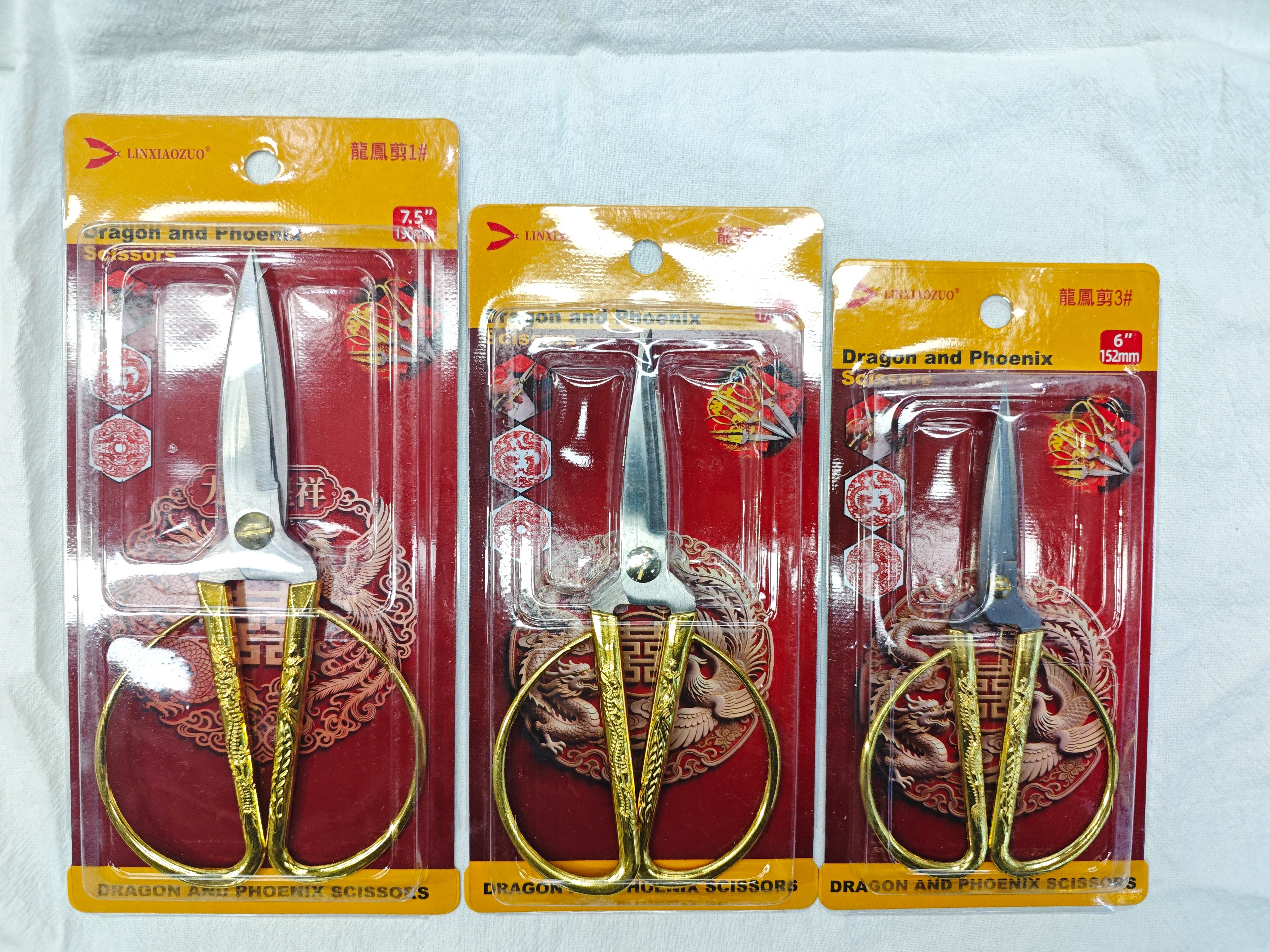 Golden Dragon and Phoenix Tailor Scissors Set: Kitchen embroidery and sewing Scissors