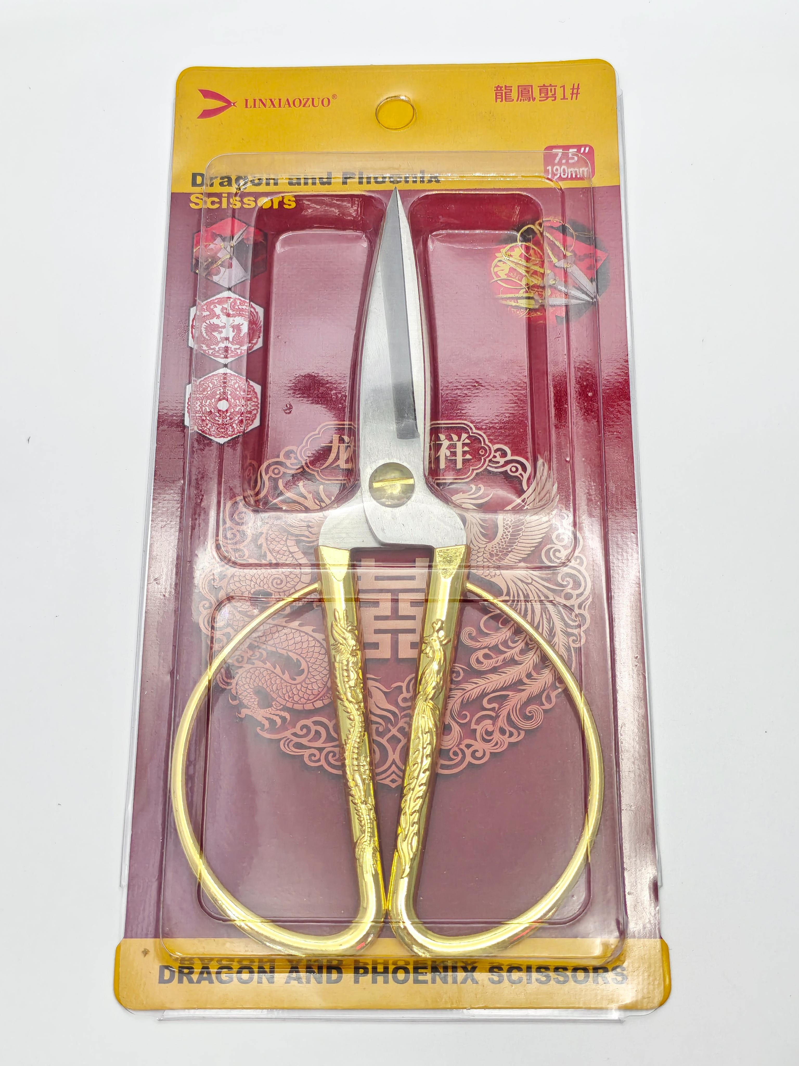 Golden Dragon and Phoenix Tailor Scissors Set: Kitchen embroidery and sewing Scissors details Picture