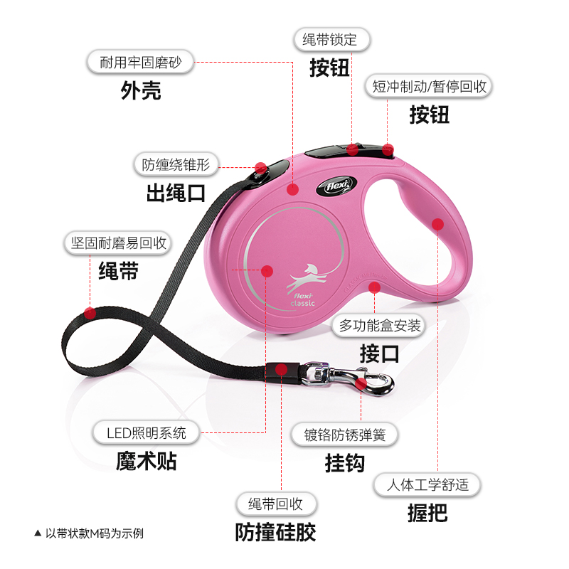 Flexi dog leashes, automatic retractable dog leashes, pet dog chains, dog walking leashes, Marsman series, multiple specifications. Please consult customer service to place an order details Picture