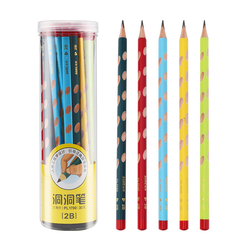 Factory direct sales of Baoke primary school and children's pencils, HB 2B exam triangular rod pencils, straight position and hole pencils wholesale Item Picture