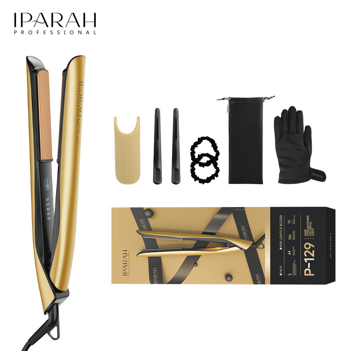 Golden Electric heating splint Hair Straightener Hair straightener constant temperature Hair care tool P-129 details Picture