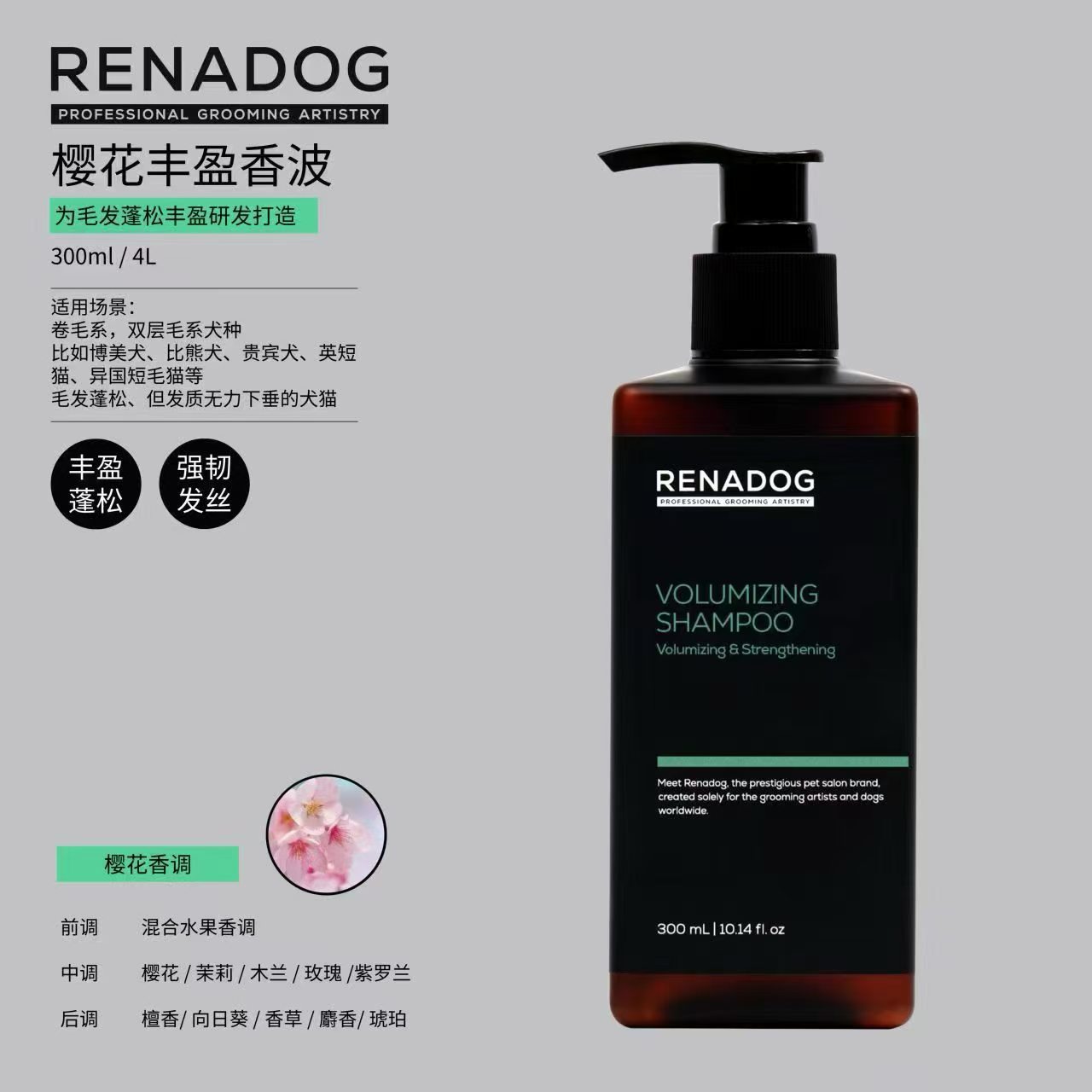 RENADOG, Korean imported Dog and Cat Shampoo and Bath Liquid, Pet Care and Fragrance 300ml, Original import Item Picture