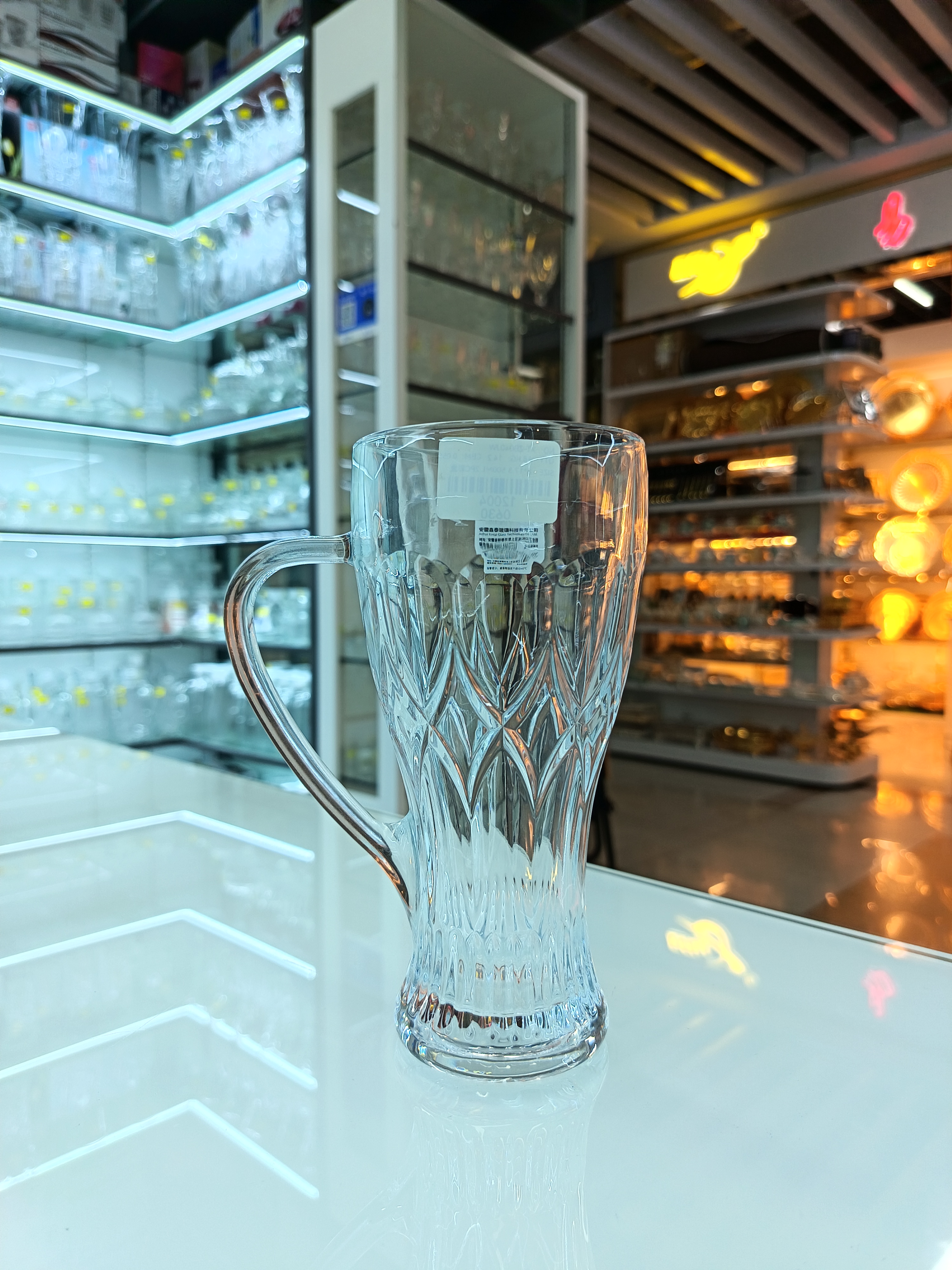 Transparent carved glass cup, high borosilicate heat-resistant household beverage water cup, simple style