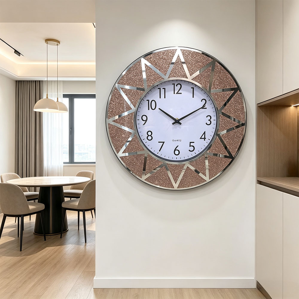 Glass star-shaped acrylic circular wall clock, artistic craftsmanship, living room, study, entrance hall decoration wall clock, simple decoration wall clock