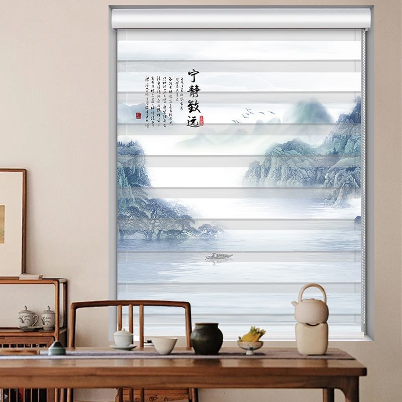 Jacquard Chinese-style blackout curtains with tracks, finished curtains, window drapes and accessories, day and night curtains detail image 9