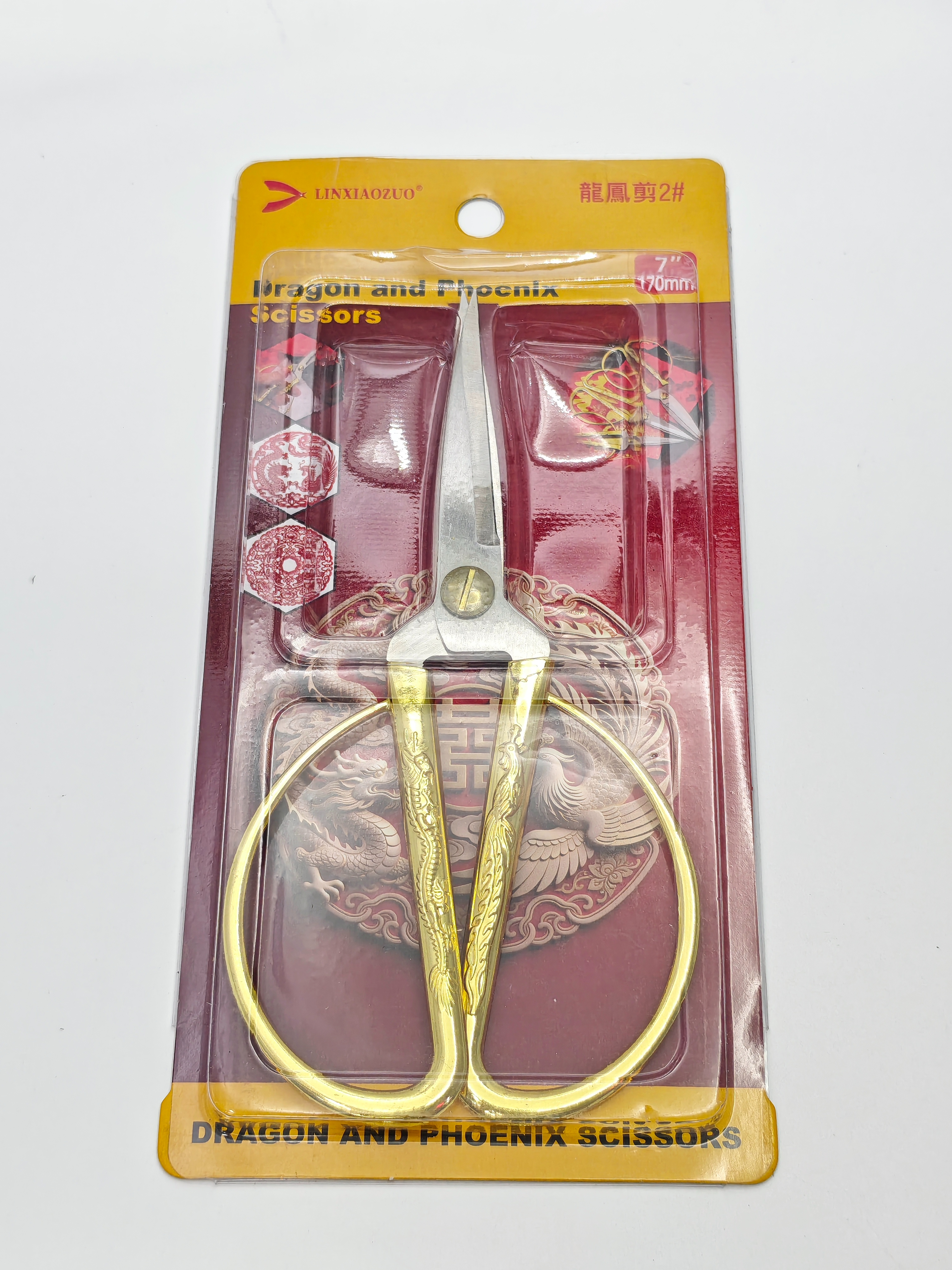 Golden Dragon and Phoenix Tailor Scissors Set: Kitchen embroidery and sewing Scissors Specification image