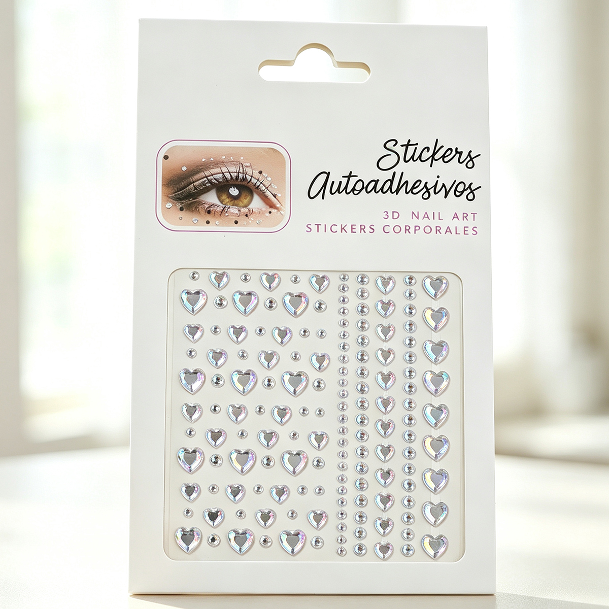 AB Color Heart Water Diamond Stickers Self-adhesive Facial Eye Makeup Bright Diamond Stage Party Nail Art DIY Sparkling Diamond Decorative stickers Specification image