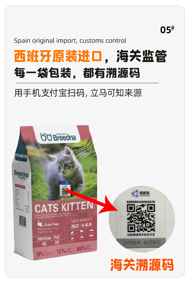Breedna西班牙原装进口布雷德纳无谷物纯鲜肉优质高蛋白幼猫粮详情5