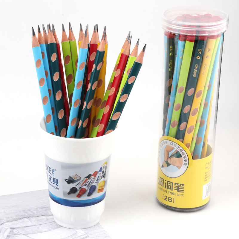 Factory direct sales of Baoke primary school and children's pencils, HB 2B exam triangular rod pencils, straight position and hole pencils wholesale