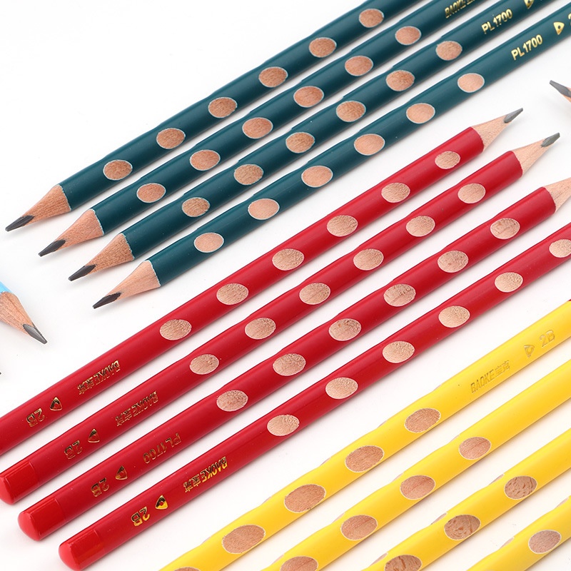 Factory direct sales of Baoke primary school and children's pencils, HB 2B exam triangular rod pencils, straight position and hole pencils wholesale Specification image