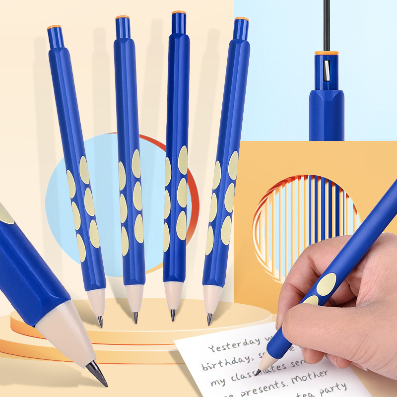 Blueprint 8171 Mechanical Pencil 2.0 Hole Pencil Posture Correction Activity Pencil for Primary School Students Imitation Wood Hole Pencil