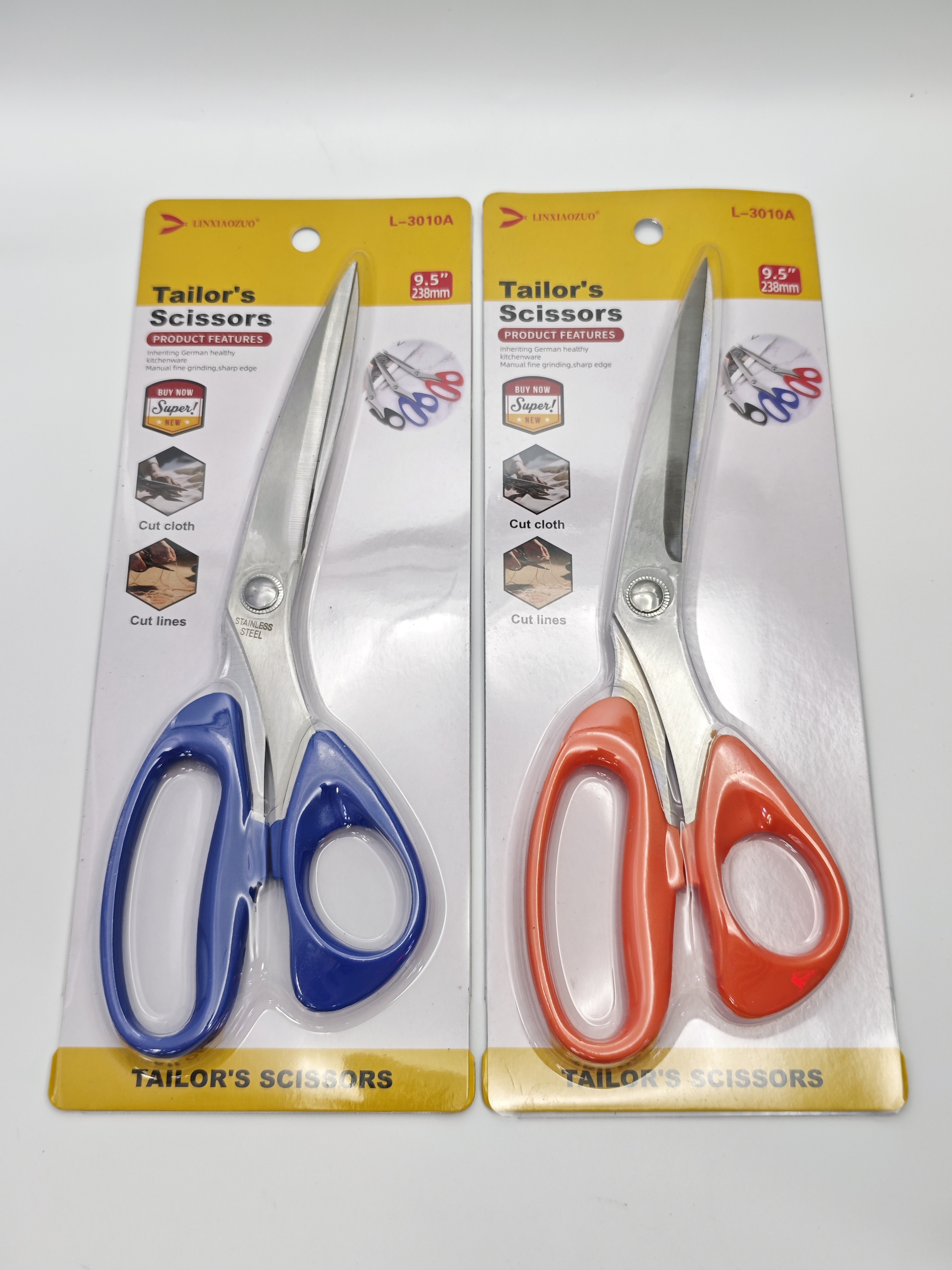 Blue, orange, black, red handle tailor scissors set, suitable for sewing, embroidery and kitchen use