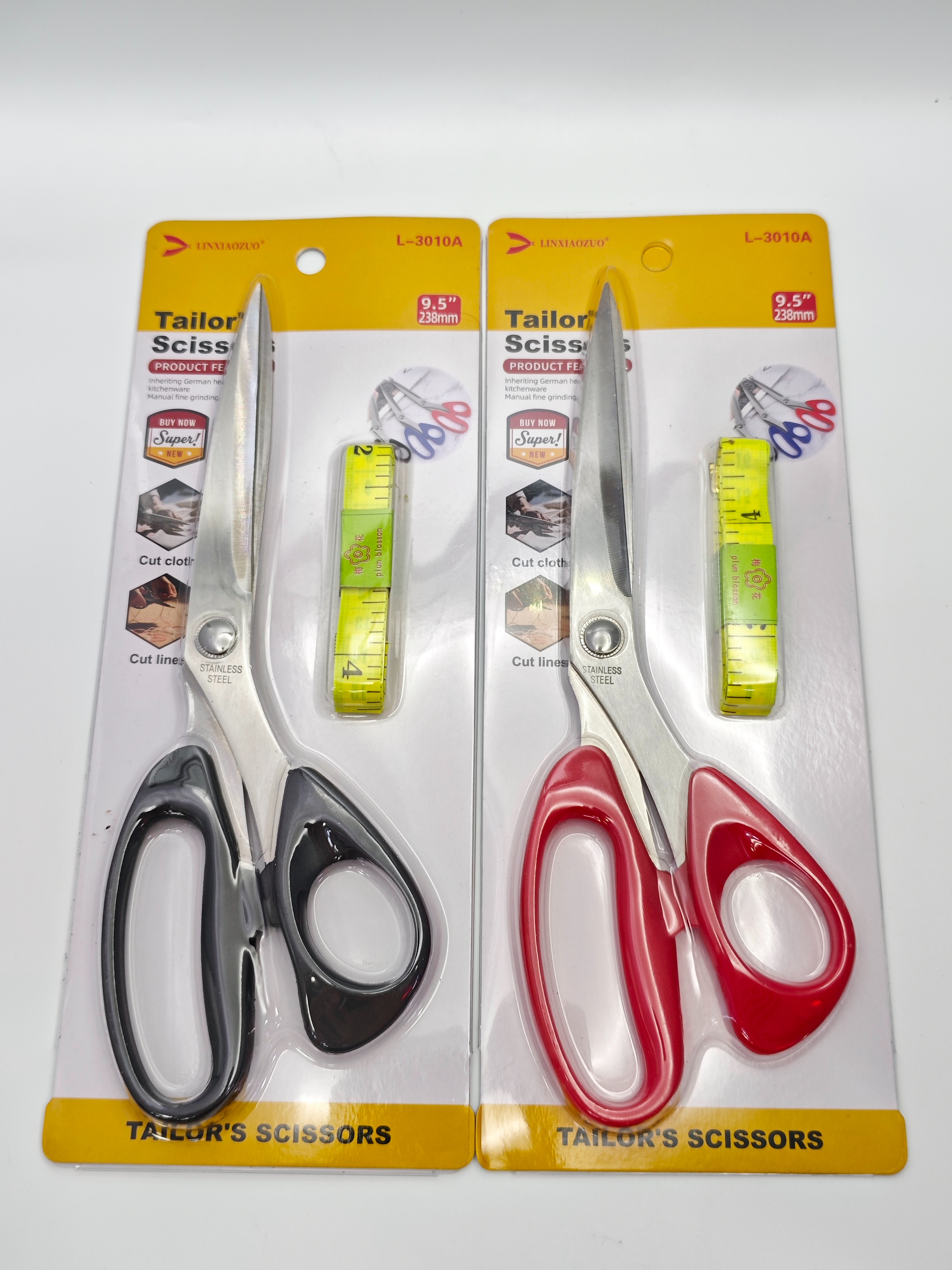 Blue, orange, black, red handle tailor scissors set, suitable for sewing, embroidery and kitchen use details Picture