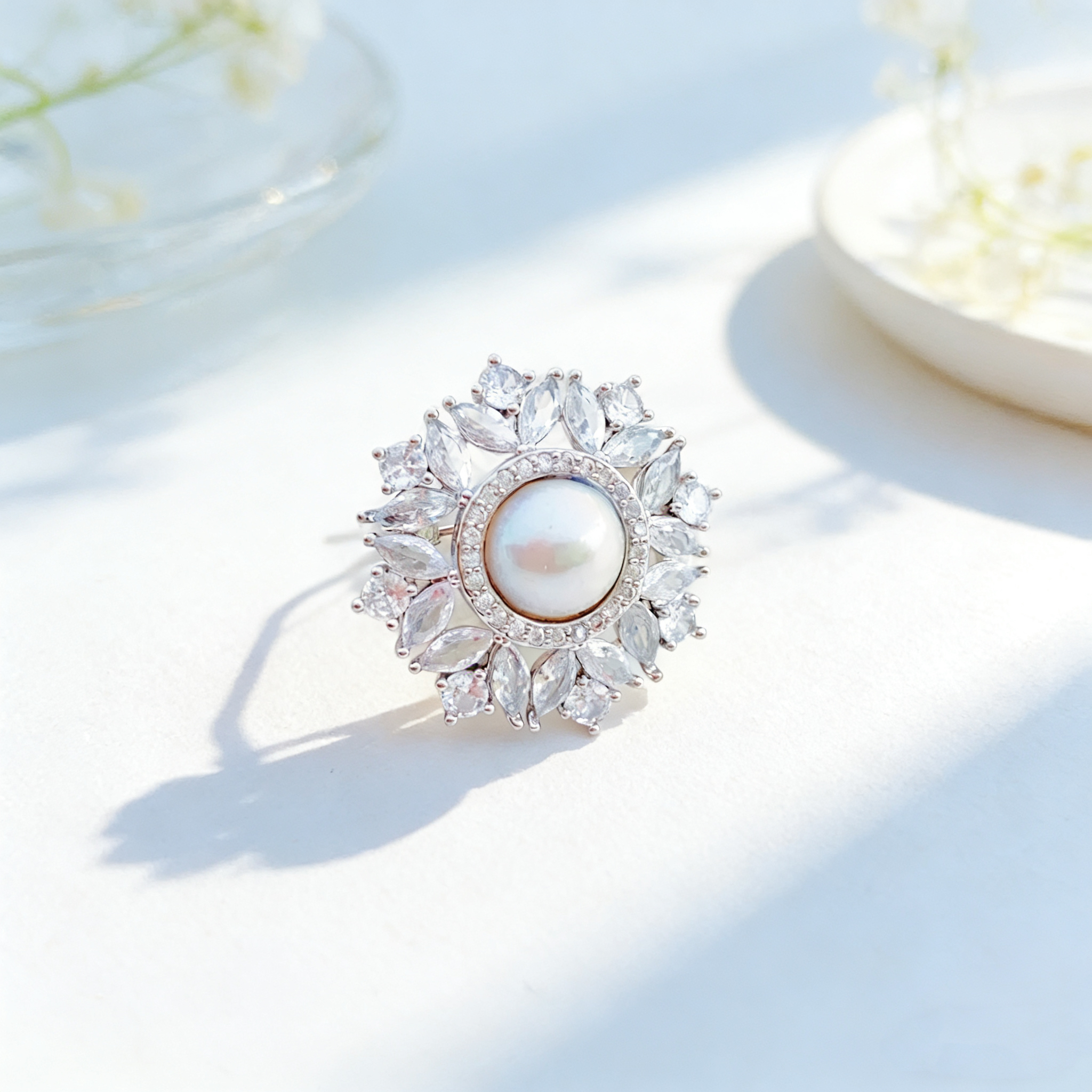 Pearl flower brooch, Baroque pearl brooch, decorative national trend brooch, retro accessory brooch, ladies XZ136017 details Picture