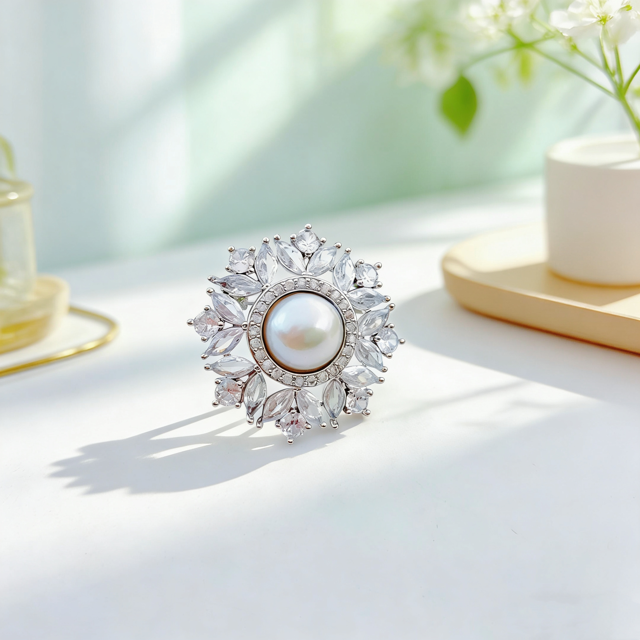 Pearl flower brooch, Baroque pearl brooch, decorative national trend brooch, retro accessory brooch, ladies XZ136017 Application Scenario