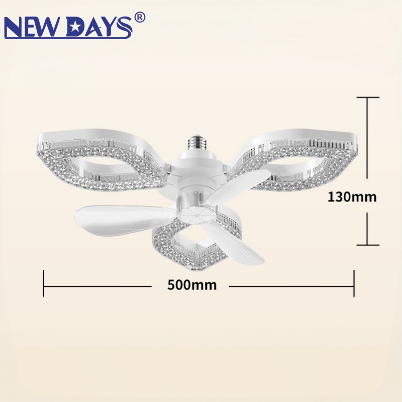 NEWDAYS品牌跨境新品led花瓣形三叶风扇灯，E27可折叠风扇灯，节能高亮遥控调光照明带灯吊扇 Item Picture