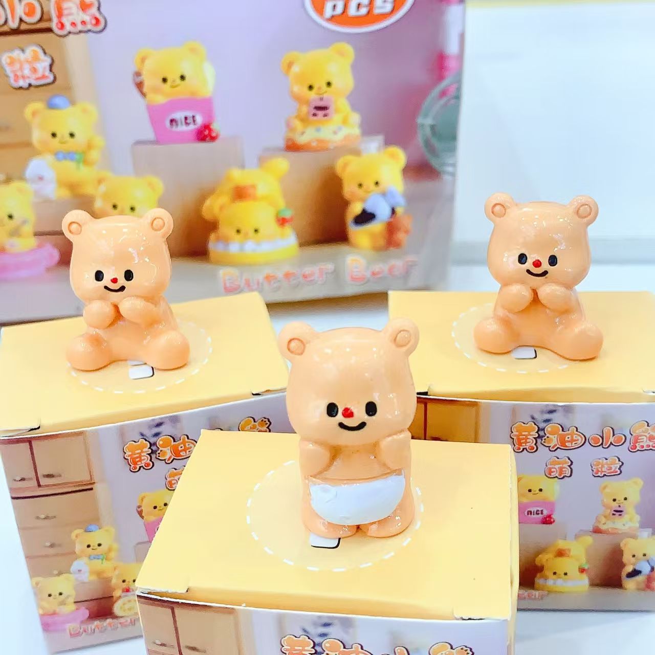 Butter Bear figurine, cute blind box, cartoon creative trendy toy figurine, desktop decorative item Specification image