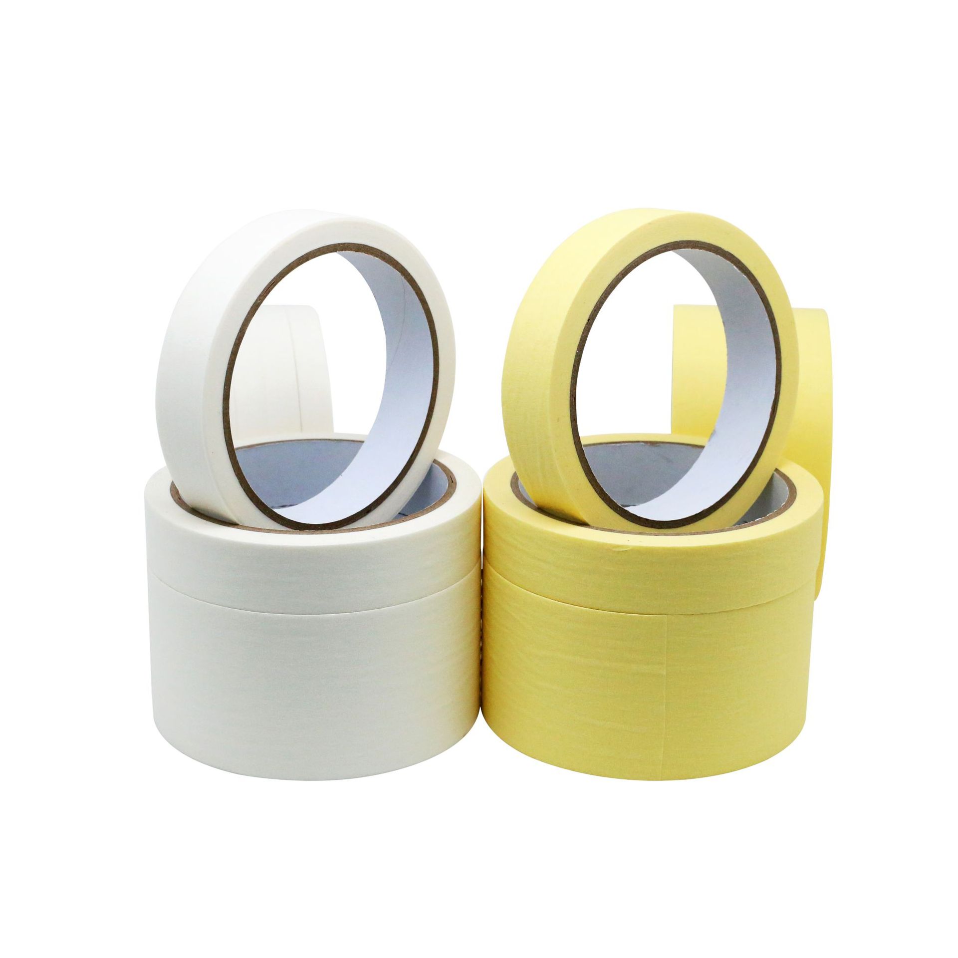 Yellow and white masking tape rolls with bean paste masking paper Application Scenario