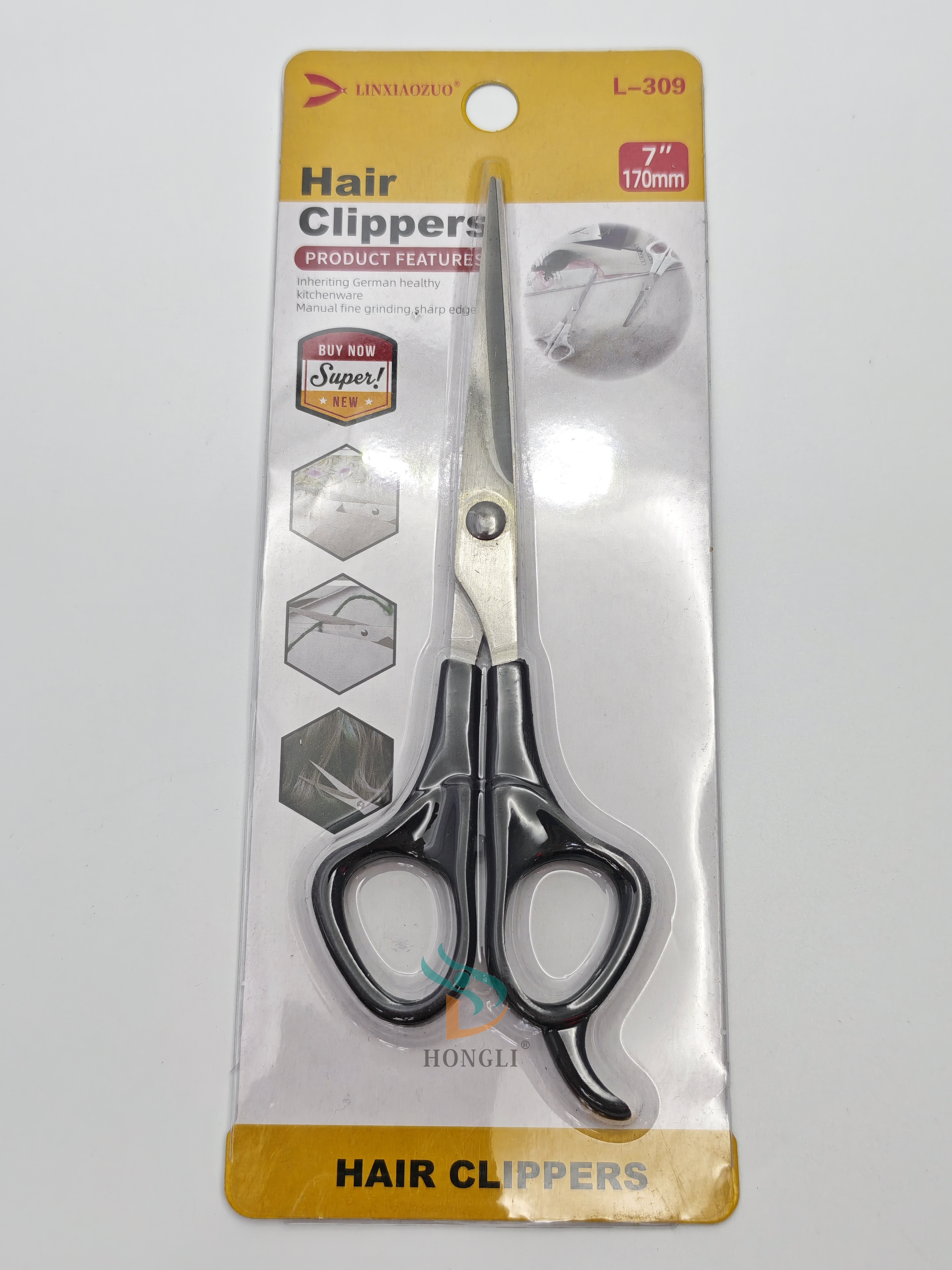مقص المقبض الأسود الشفاف يقص المقص المتعدد الوظائف مع مقص من الفولاذ المقاوم للصدأ Item Picture