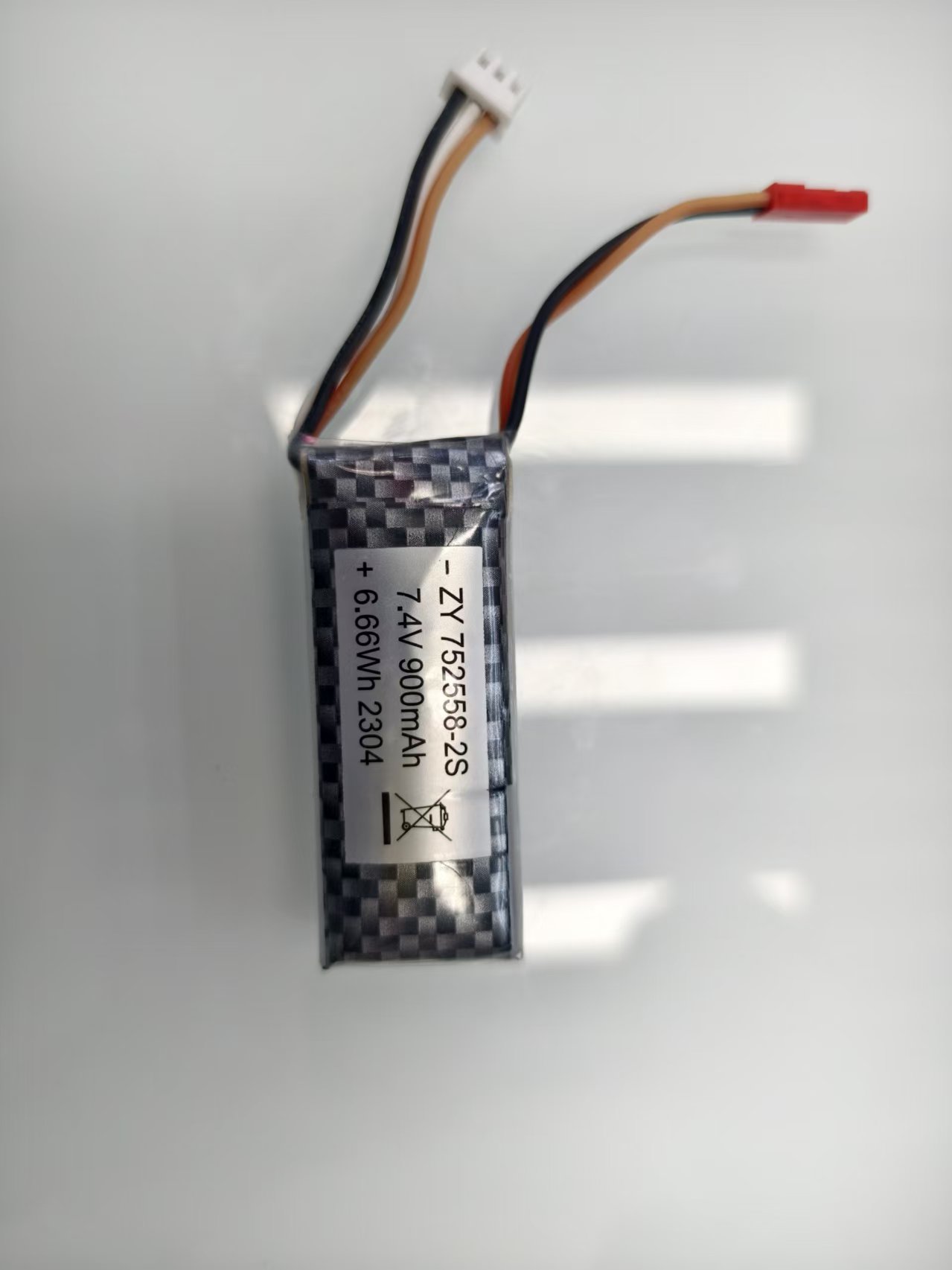 752558-900mahmah 加保护板加端子线3.7V 无人机玩具汽车锂电池2s组合