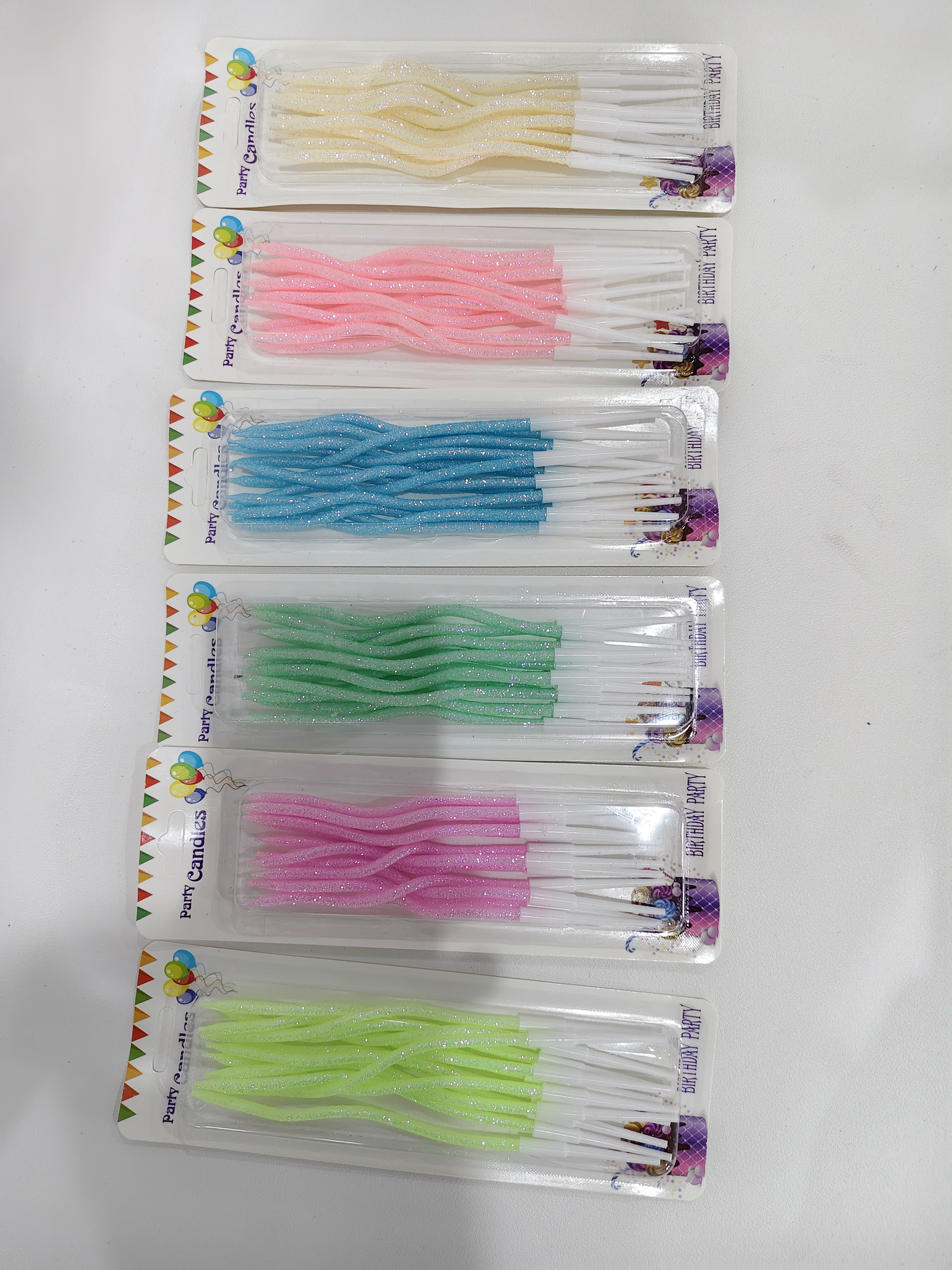 Candles, 12 high-brightness curve candles, KH050305 in various colors, 24 in one medium box, 360 cards in one box, volume 35.5*29.5*655
