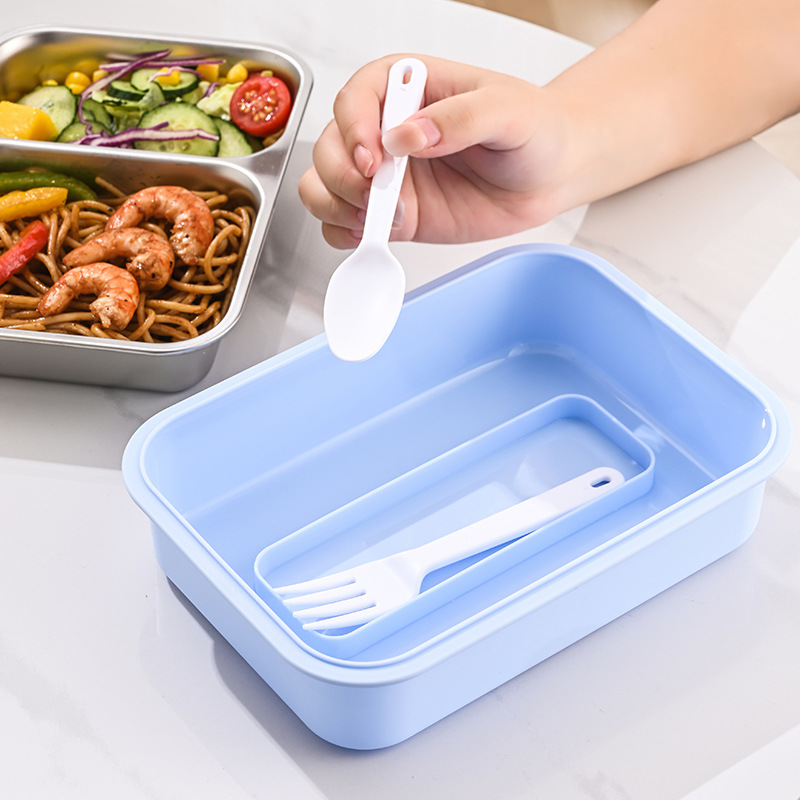 马卡龙双色分格餐盒透明可视盖子户外减脂分格保鲜便携带饭饭盒详情6