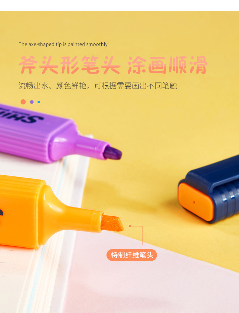 宝克多色荧光笔学生考试复习划线重点标记笔涂鸦手账笔水性彩色笔 pic 5