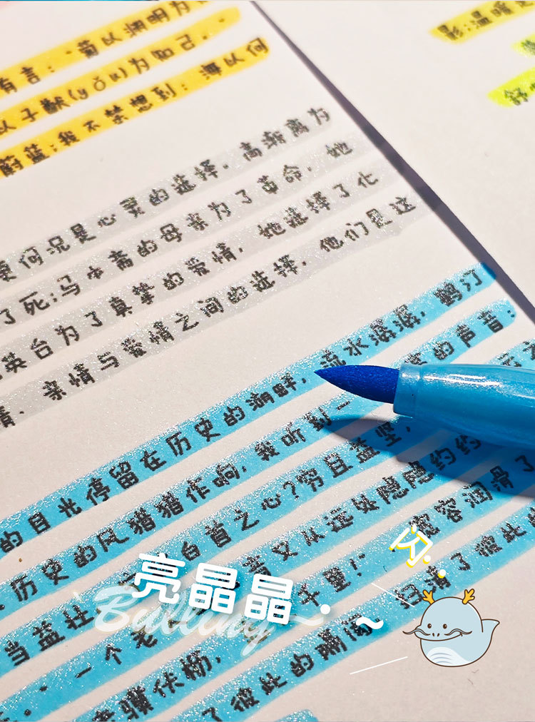 广纳1902糖果色荧光笔软头闪光笔手账涂鸦diy日记绘画标记记号笔 pic 11