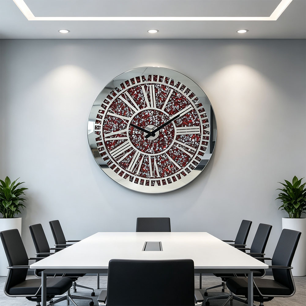 Classic and simple all-pink Roman numeral craft art entrance, study and living room craft wall clock Item Picture