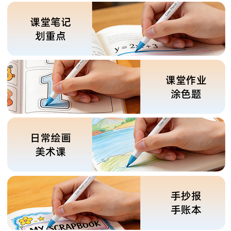 Children's automatic colored pencil set, DIY painting, erasable, oil-based and non-toxic drawing pencils for students' art details Picture