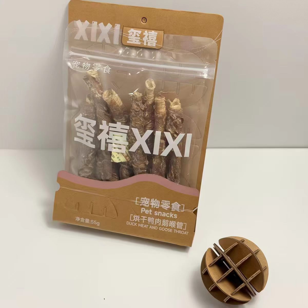 XIXI Xixi Dried Pet Snacks Training Reward Teething Sticks Chicken, duck meat, bullfrog, thin eggs, multiple flavors to choose from, 60 packs per set, on display stand, while supplies last Specification image