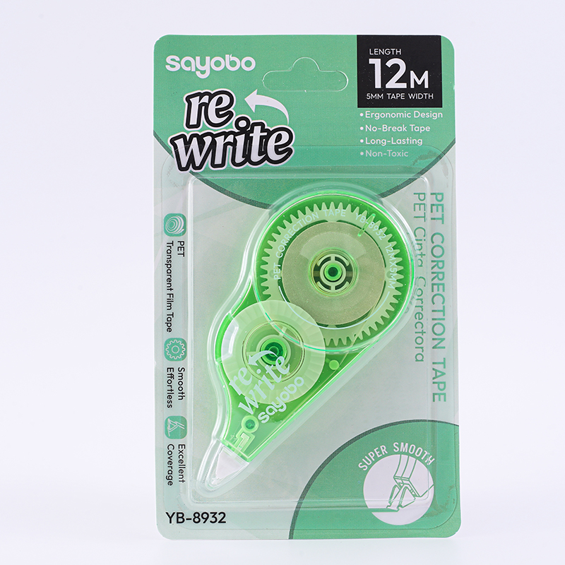 YB-8932 English version 12-meter full length correction tape with an integrated cover design for anti-loss correction tape Item Picture