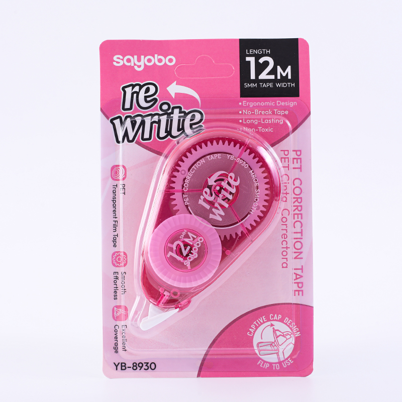 YB-8930 English version 12-meter full length correction tape with an integrated cover design for anti-loss correction tape details Picture
