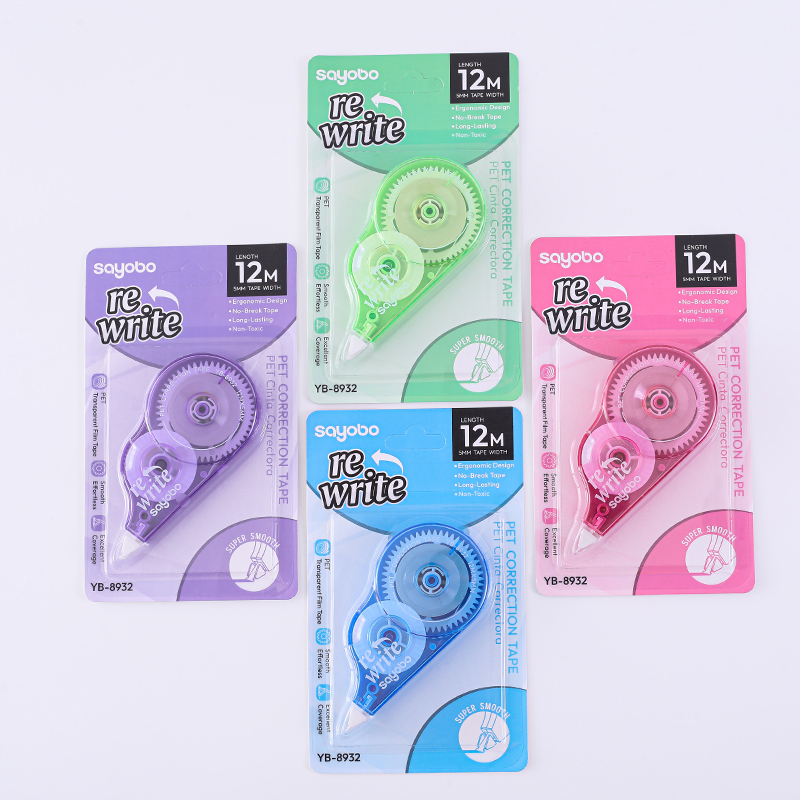 YB-8932  英文版足米数12米修正带 一体盖设计防丢 correction tape 