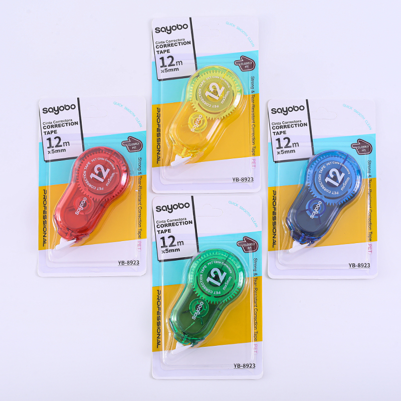 YB-8923  英文版足米数12米修正带PET超薄透明膜带 correction tape