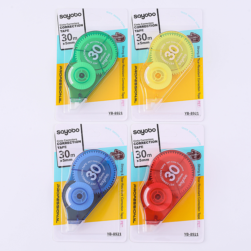 YB-8921  英文版足米数30米修正带 一体盖设计防丢 correction tape 
