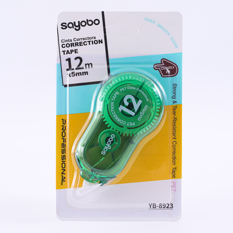 YB-8923 English version 12-meter full length correction tape PET ultra-thin transparent film Correction tape Specification image