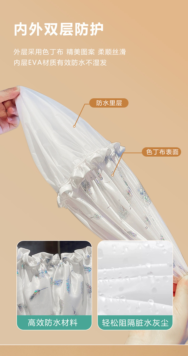 亮片羽毛双层浴帽洗澡头套家用沐浴帽儿童发套厨房防油烟发膜专用详情4