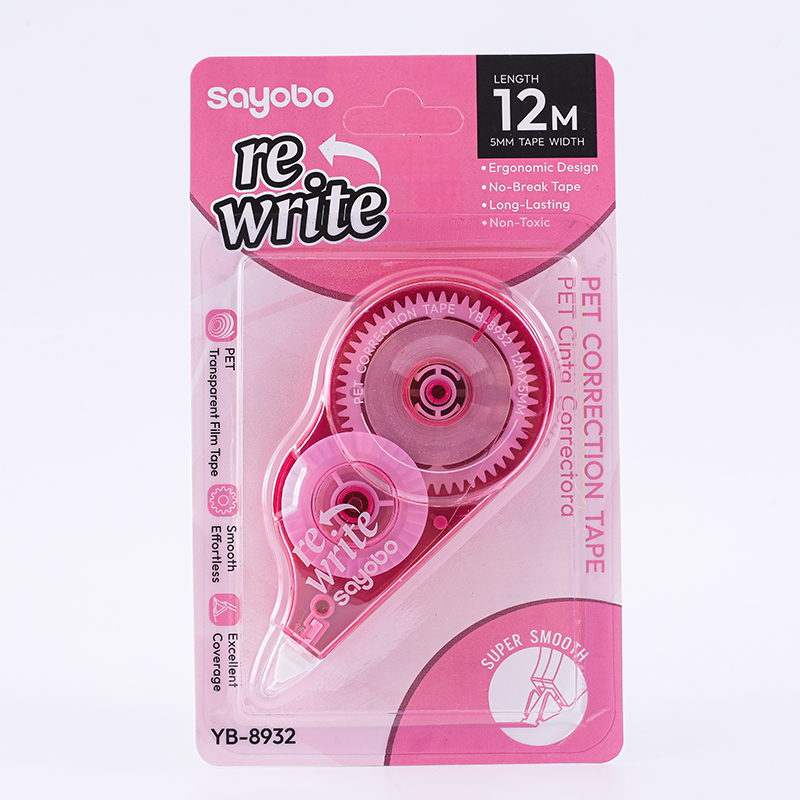 YB-8932 English version 12-meter full length correction tape with an integrated cover design for anti-loss correction tape Application Scenario