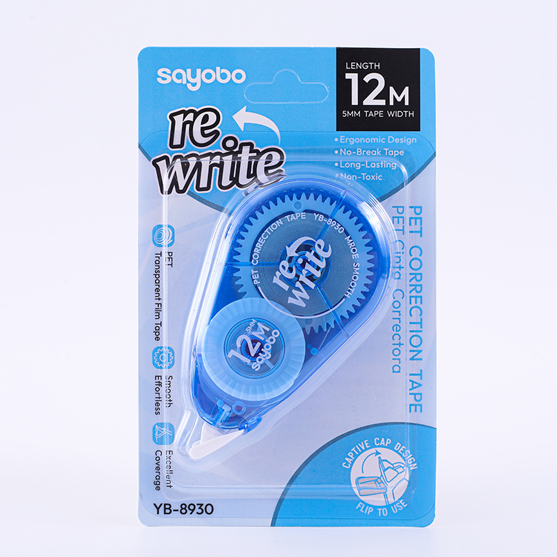 YB-8930 English version 12-meter full length correction tape with an integrated cover design for anti-loss correction tape Application Scenario
