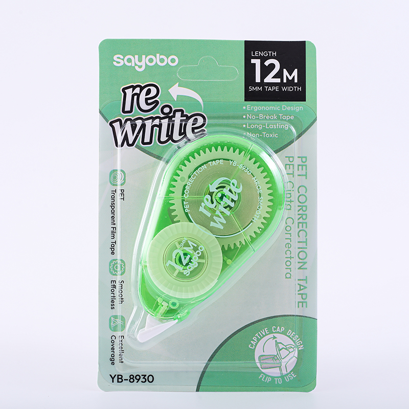 YB-8930 English version 12-meter full length correction tape with an integrated cover design for anti-loss correction tape Specification image