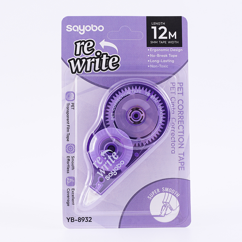 YB-8932 English version 12-meter full length correction tape with an integrated cover design for anti-loss correction tape details Picture