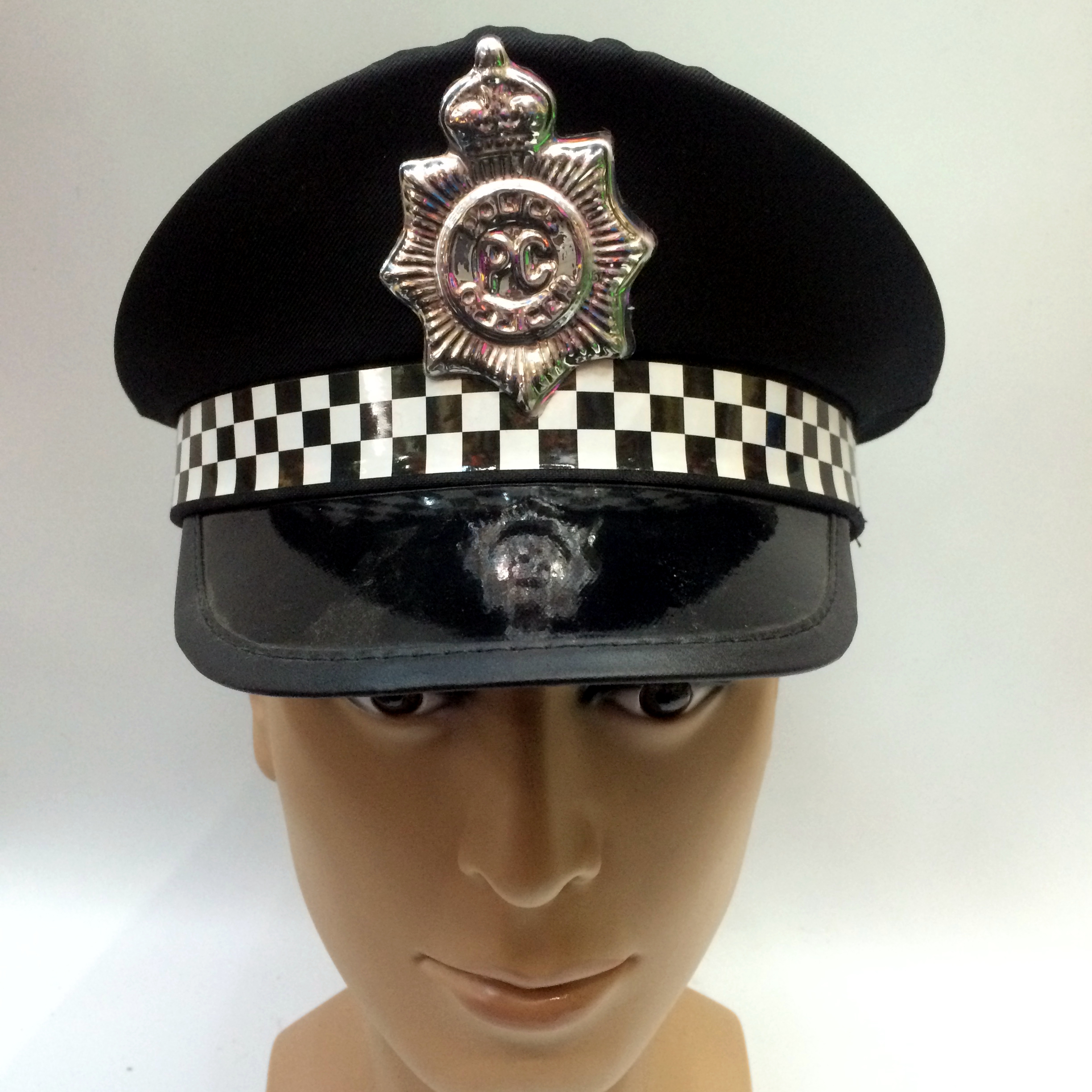 Black police polyester hats and police badges from Yiwu Qianfang Toy Store Item Picture