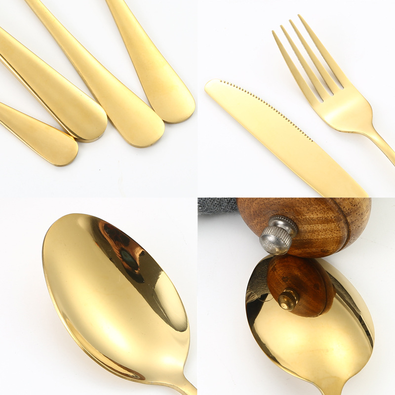 1010 stainless steel knife, fork and spoon 12/16 piece set, gift box, stainless steel tableware set, Western-style steak knife and fork details Picture