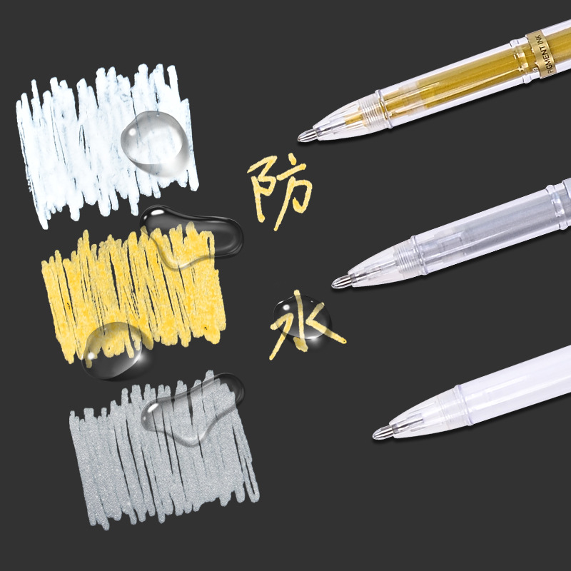 Large-capacity gold and silver high-gloss pen, planner pen, festive accounting pen, paint pen, marking and outlining pen, flashing note number pen Specification image